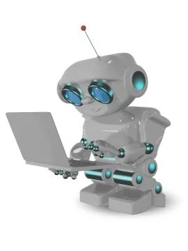 Robot and laptop Stock Illustration
