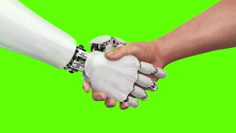 Robot and Man Shaking Hands 스톡 동영상 93459349