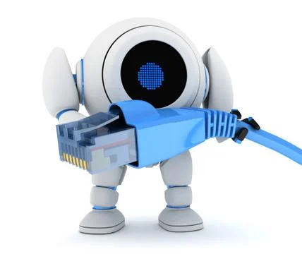 Robot and net cable Stock Illustration
