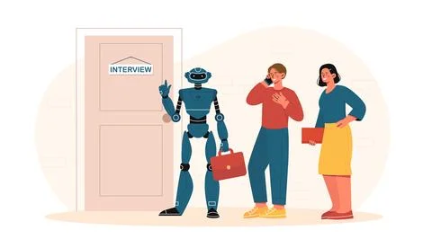 Robot and people comparsion vector Stock Illustration