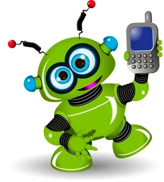Robot and Phone Stock Illustration