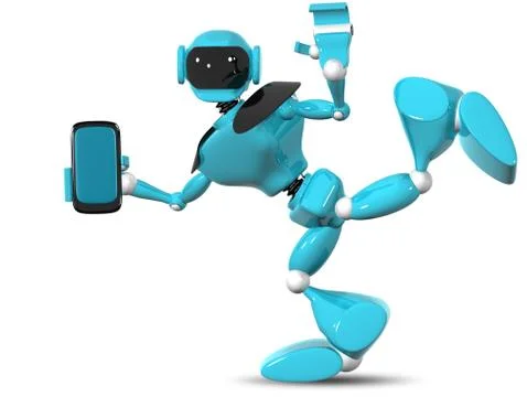 Robot and phone2 Stock Illustration