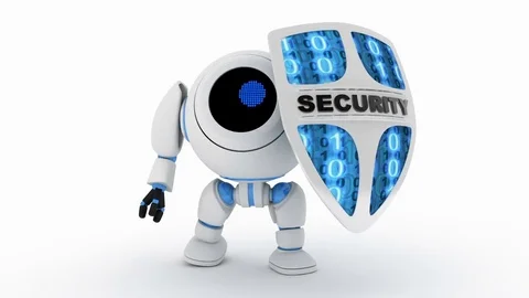 Robot and security shield, seamless loop Stock Footage 80335535