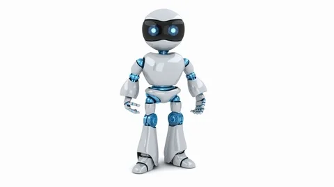 Robot and sign hello, seamless loop Stock Footage 75074609