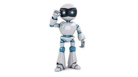 Robot and sign hello, seamless loop and alpha matte Stock Footage 79878575