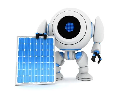 Robot and solar panel (done in 3d) Stockillustratie