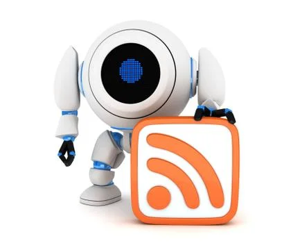Robot and symbol RSS (done in 3d) Stockillustratie
