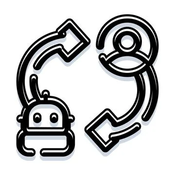 Robot and user communicating exchanging information icon Stock Illustration
