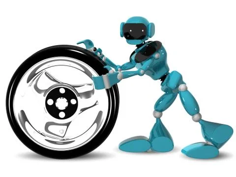 Robot and wheel2 Stock Illustration