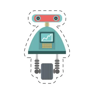 Robot android automation icon cutting line Illustrazione stock