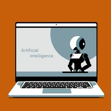 Robot Android breaking hot news anchor or cyber newscaster Stock Illustration