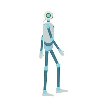 Robot android cartoon character flat vector illustration isolated on white. Stock Illustration