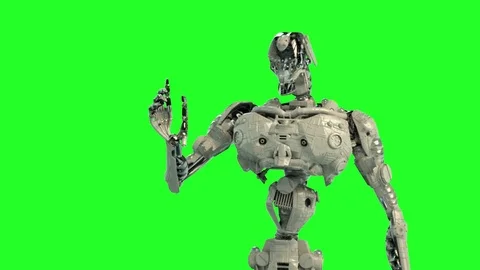Robot Android cyborg working gestures with the virtual interface 3D render Vídeos de archivo 75616606