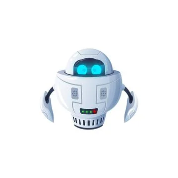 Robot android with hands and interface on head Stock Illustration