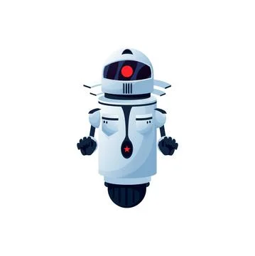Robot android with hands and interface on head Stock Illustration