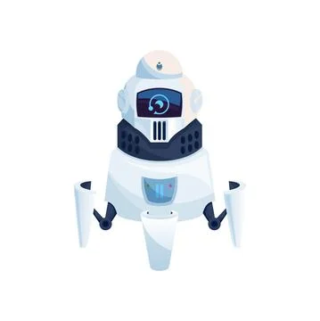 Robot android with hands and interface on head Stock Illustration