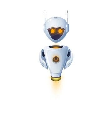 Robot android with hands and interface on head Stock Illustration