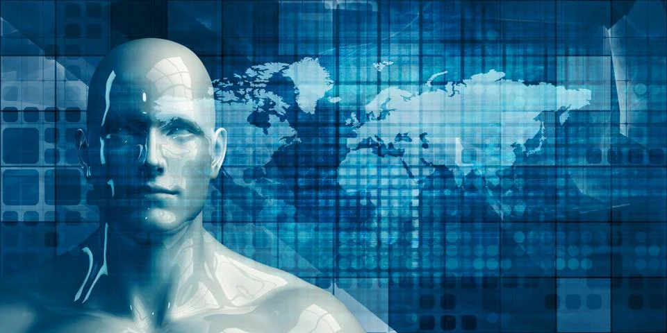 Robot Android Man Management Strategy Stock Illustration