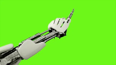 Robot android presses the keys. Realistic looped motion on green screen Stock Illustration