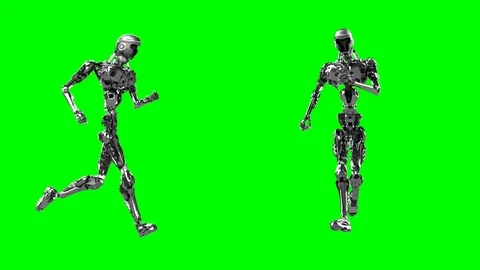 Robot android running. Realistic looped motion 3D render Stock Footage 103236268