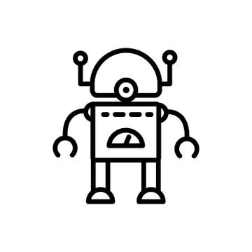 Robot android technology character artificial machine linear design Stock Illustration