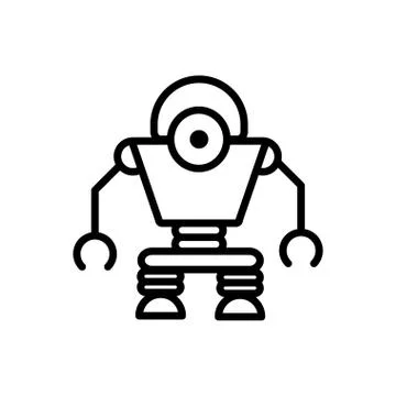 Robot android technology character artificial machine linear design Stock Illustration