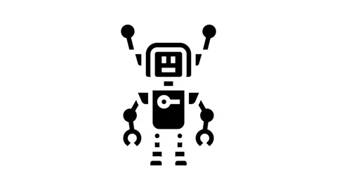 Robot antenna ears glyph icon animation Stock Footage 326140050