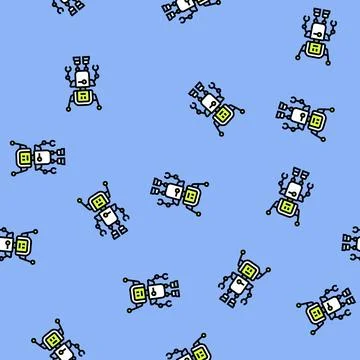 Robot antenna ears vector seamless pattern Stock Illustration