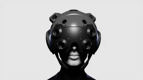 The robot appears in close-up from the shadows watching what is happening in  Stock Footage 271622364