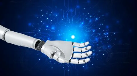Robot are assistant  for provide access to data growth of business in onlin.. Ilustración de archivo