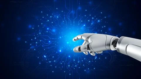 Robot are assistant  for provide access to data growth of business in onlin.. Ilustración de archivo