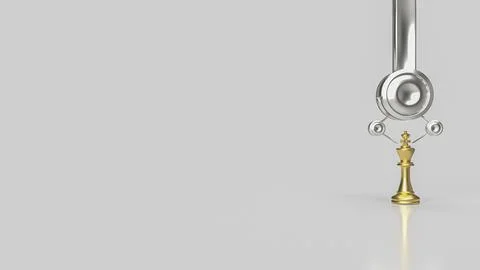 The robot arm and chess for technology or Business concept 3d rendering Stock Illustration