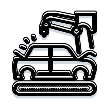 Robot arm assembling vehicle on production line Stock Illustration