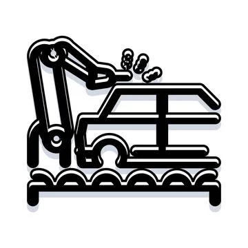 Robot arm building car on assembly line Stock Illustration