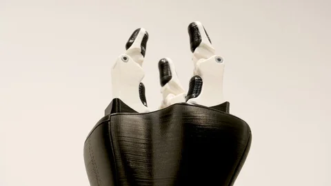 The robot arm can be compressed and decompressed on the exhibition of Stock Footage 121380435