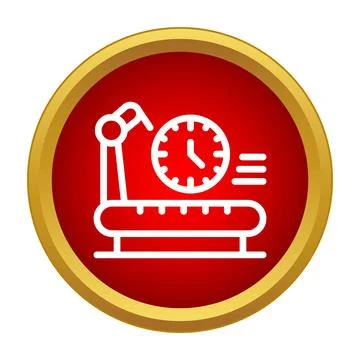 Robot arm conveyor belt speed clock icon Stock Illustration