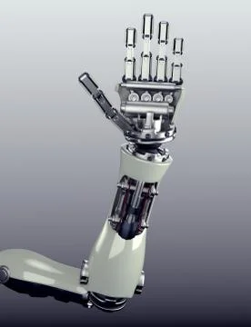 Robot arm counting number 5 hand gesture Stock Illustration
