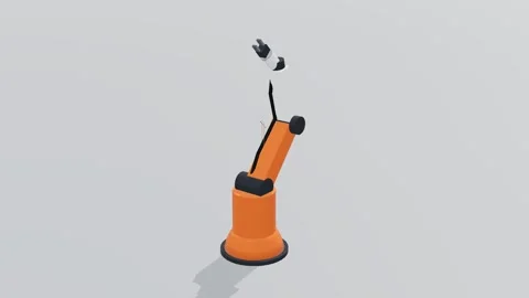 Robot arm factory 3d loop white background 3D animation seamless loop Stock Footage 341849195