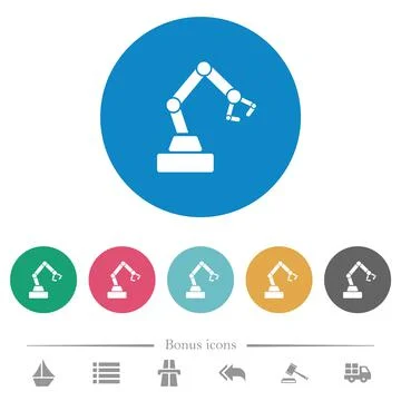 Robot arm flat round icons Illustrazione stock