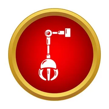 Robot arm gripper icon in red circle Stock Illustration