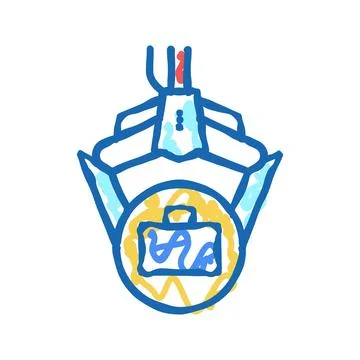 Robot arm hold case icon doodle illustration Stock-Illustration