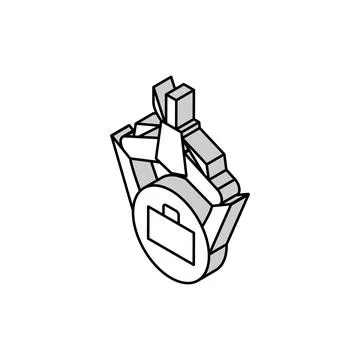 Robot arm hold case isometric icon vector illustration Stock-Illustration