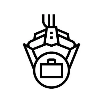 Robot arm hold case line icon vector illustration Stock-Illustration