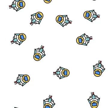 Robot arm hold case vector seamless pattern Illustrazione stock