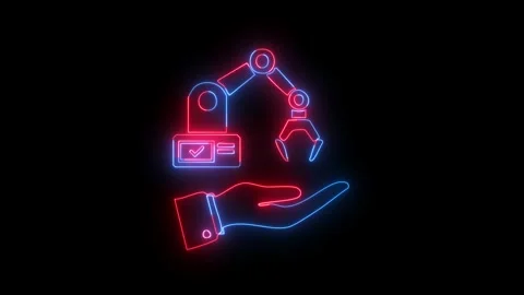 Robot arm holding object with checkmark. Video stock 332089427