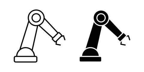 Robot arm icon collection in black, Line icons, flat symbols イラスト素材