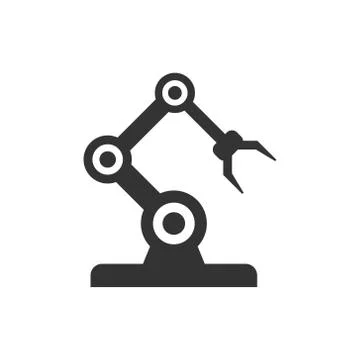 Robot arm icon in flat style. Mechanic manipulator vector illustration on whi Illustrazione stock