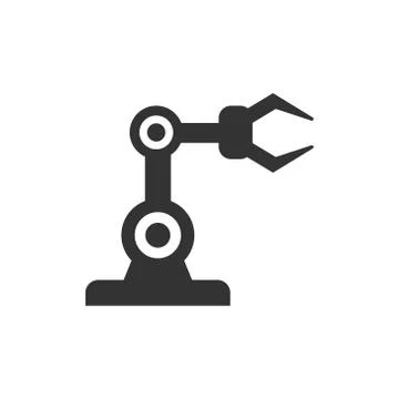 Robot arm icon in flat style. Mechanic manipulator vector illustration on whi Illustrazione stock