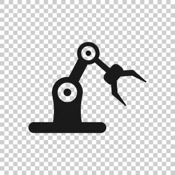 Robot arm icon in flat style. Mechanic manipulator vector illustration on whi Illustrazione stock