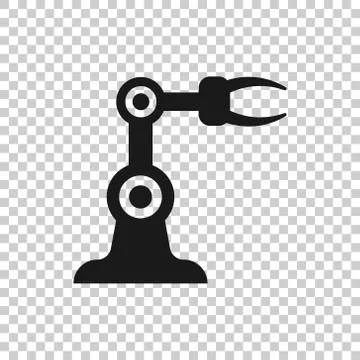 Robot arm icon in flat style. Mechanic manipulator vector illustration on whi Illustrazione stock
